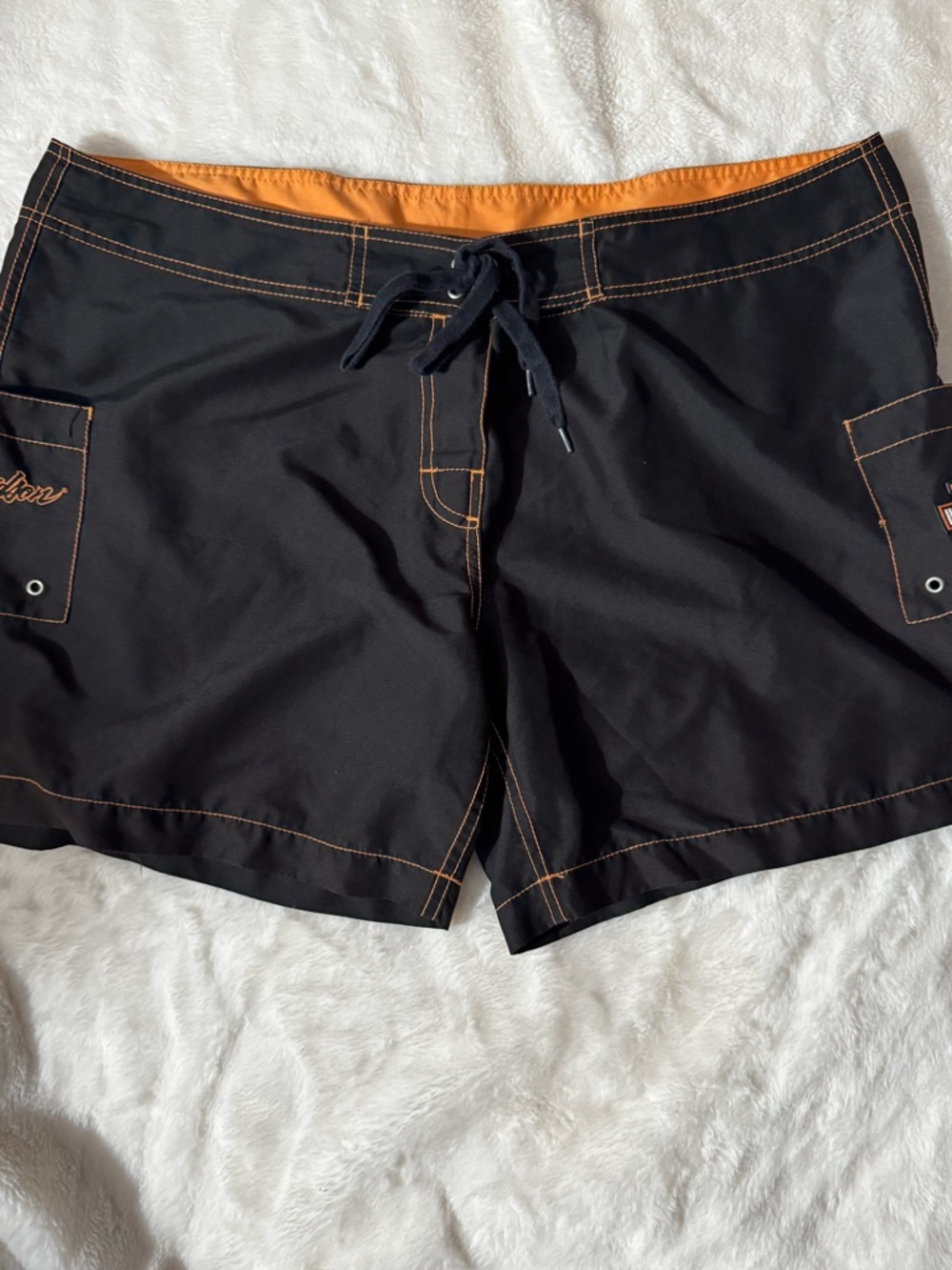 Harley-Davidson Black Swim/Board Shorts with Orange Trim